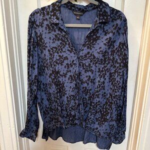 Rock & Republic-Women's Wrap Like Blue and Black Blouse-XL